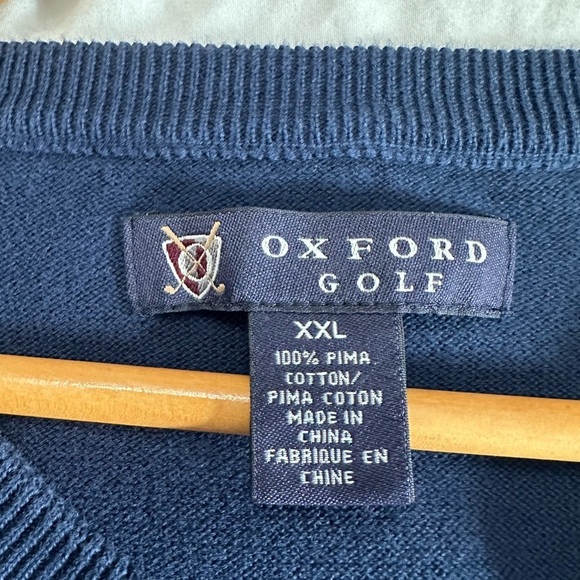 Oxford Mens V-Neck Long Sleeve Golf Sweater Size XXL Navy Blue - Picture 3 of 4